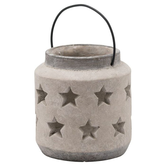 White Stone Star Lantern W/ Handle - 19cm