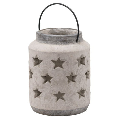White Stone Star Lantern W/ Handle - 23cm
