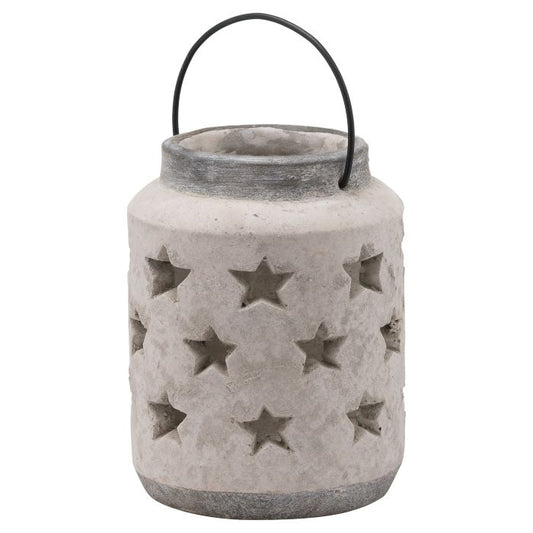 White Stone Star Lantern W/ Handle - 23cm
