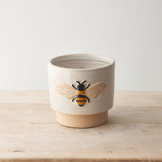 Natural Bee Stoneware Planter, 14cm