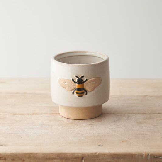 Natural Bee Stoneware Planter, 11.5cm