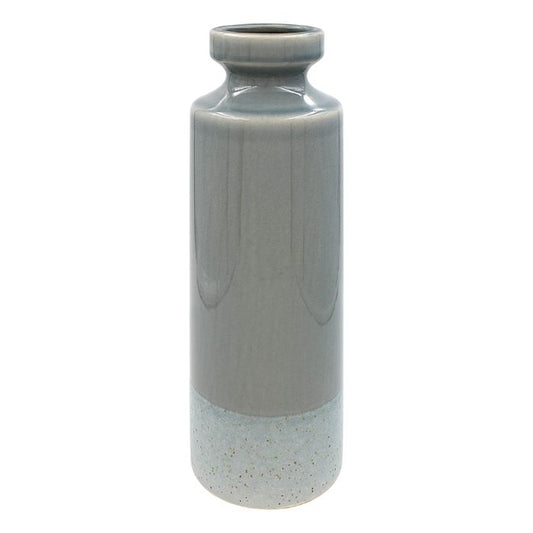 Tall Ceramic Grey/Blue Speckled Vase - 31.5cm