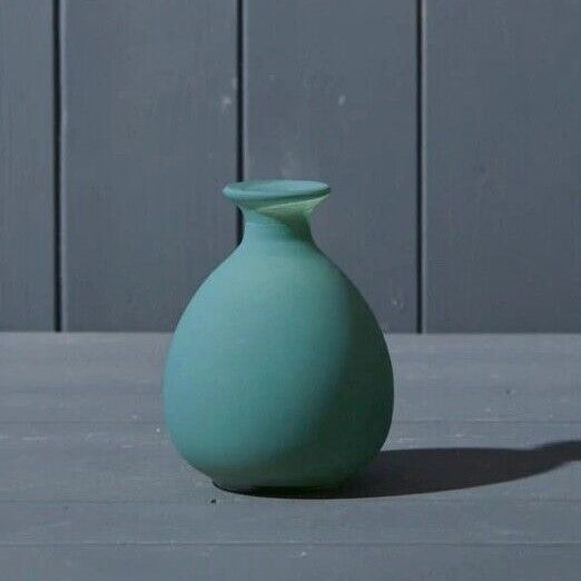 Opaque Teal Green Glass Bud Vase 12cm