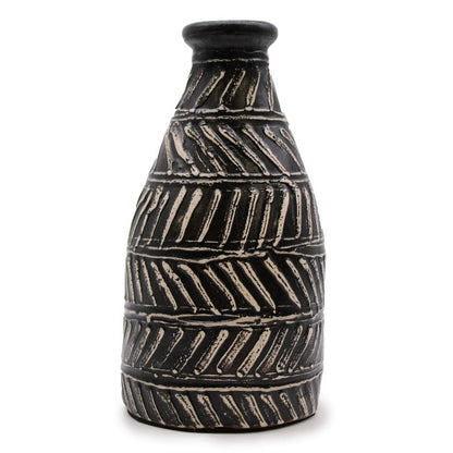 Black and White Terracotta Taper Vase 31cm