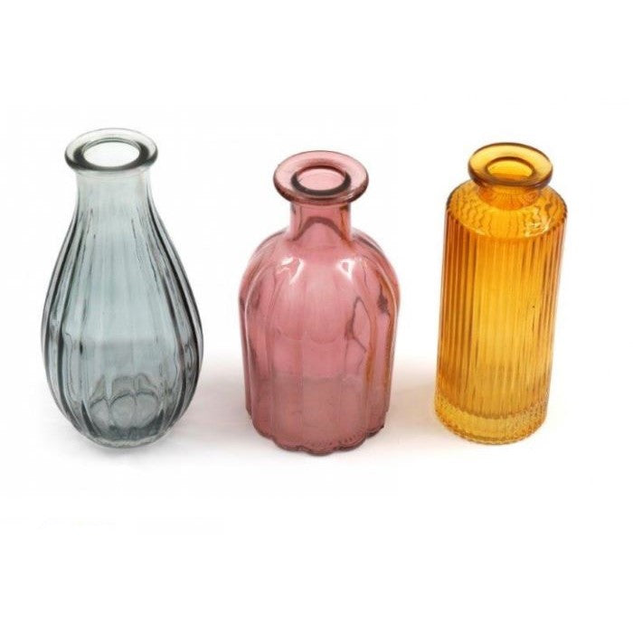 Colourful Glass Bud Vases - Set of 3