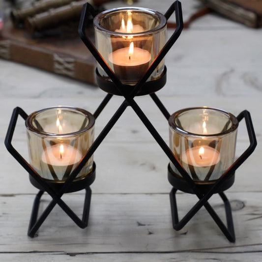 Triangle Iron Tealight Holder 22cm