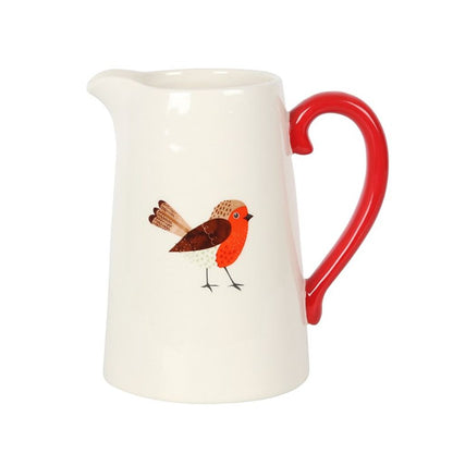 Winter Robin Ceramic Flower Jug - 17cm