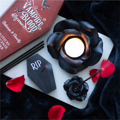 Black Rose Tealight Candle Holder