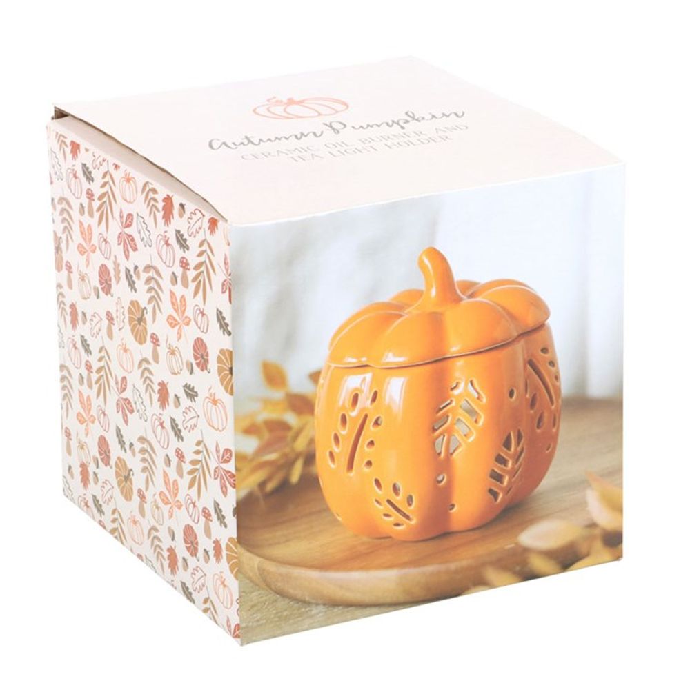 Orange Autumn Leaves Pumpkin Oil Burner / Tealight Holder