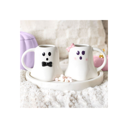 Mr and Mrs Boo Ghost Shaped Mug Set - 440ML Each