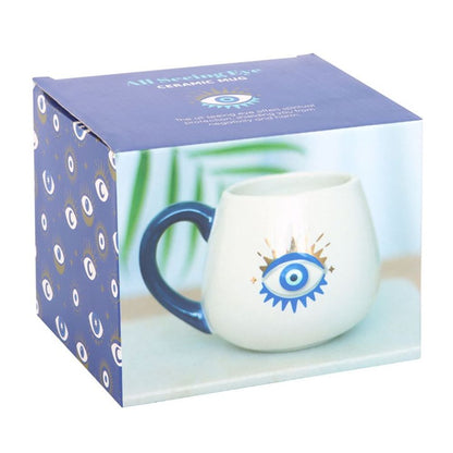 White All Seeing Eye Rounded Mug - 500ml