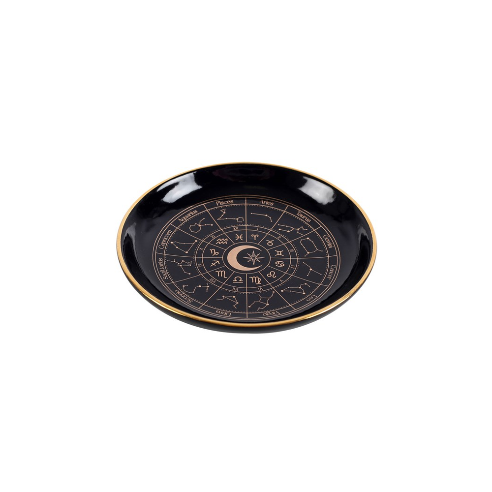 Black Ceramic Astrology Wheel Trinket Dish