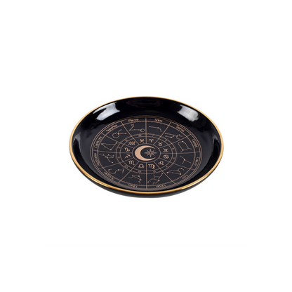 Black Ceramic Astrology Wheel Trinket Dish