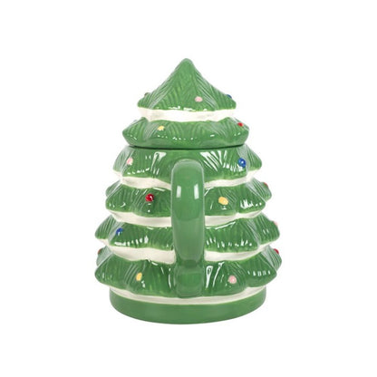 Green Christmas Tree Shaped Mug W/ Lid - 520ML