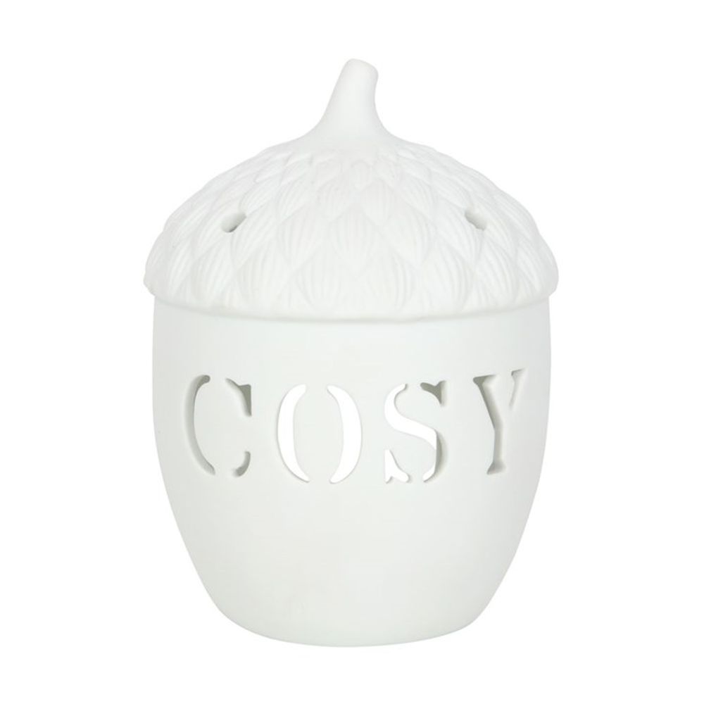Ceramic White Acorn Tealight Holder - 12.5cm