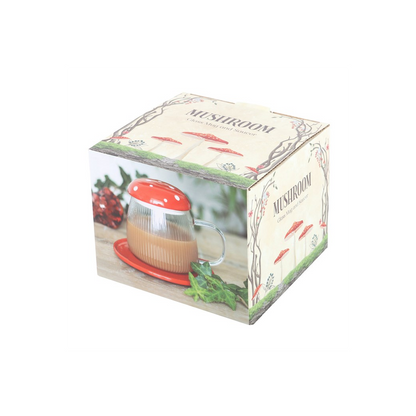 Glass Mushroom Mug and Saucer - 450ML