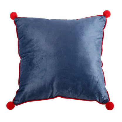 Square Gnome Forest Print Cushion with Pom Poms 35cm