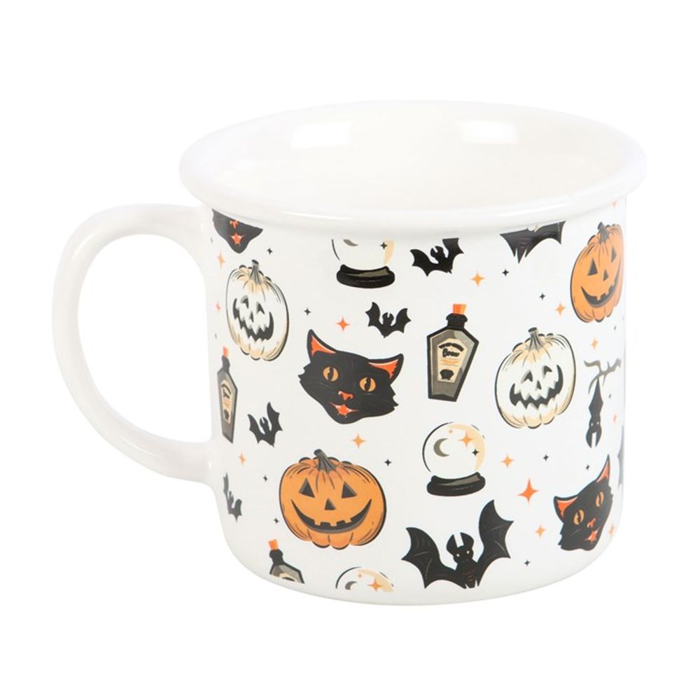 Spooky Cat and Pumpkin Print Mug - 480ml