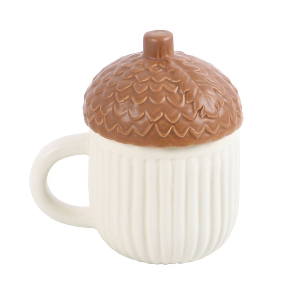Ceramic Autumn Acorn Shaped Mug W/ Lid