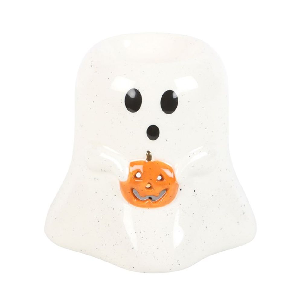 Ghost Shaped Oil Burner with Pumpkin - 11cm