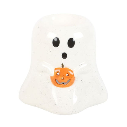 Ghost Shaped Oil Burner with Pumpkin - 11cm