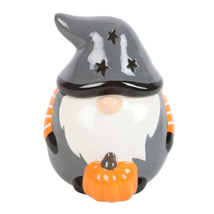 Grey Ceramic Gonk Oil Burner / Tealight Holder W/ Pumpkin