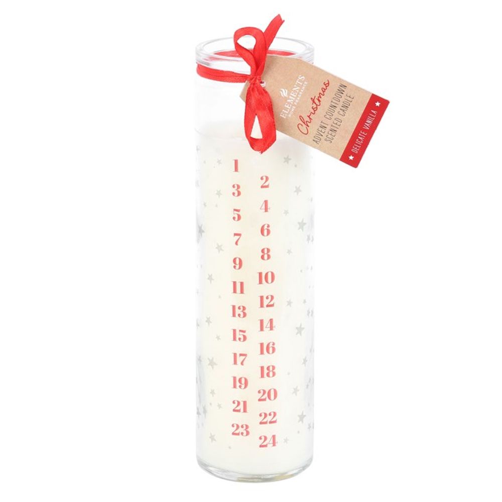 White Vanilla Advent Tube Candle - Scented Christmas Candle