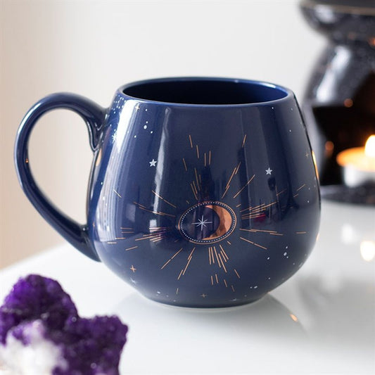 Blue Crescent Moon Bulbus Mug - 9.5cm