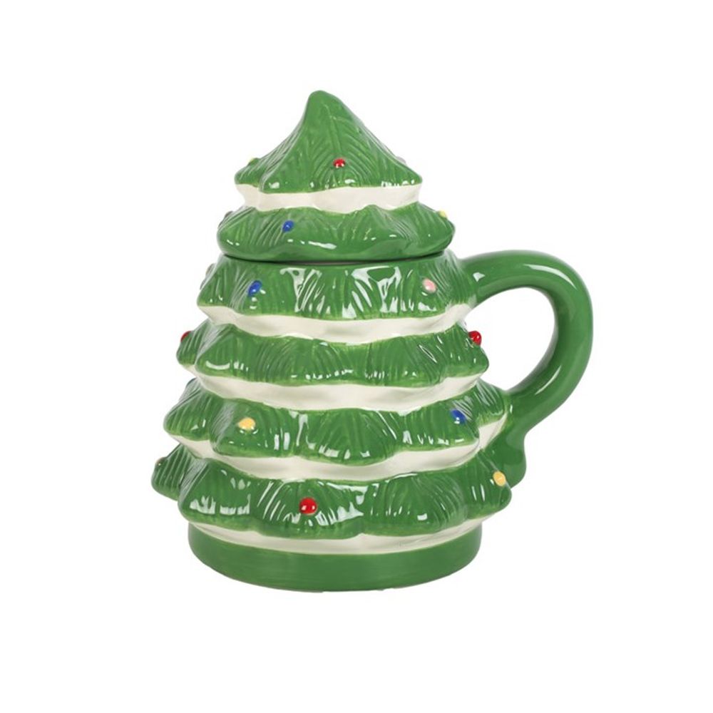 Green Christmas Tree Shaped Mug W/ Lid - 520ML