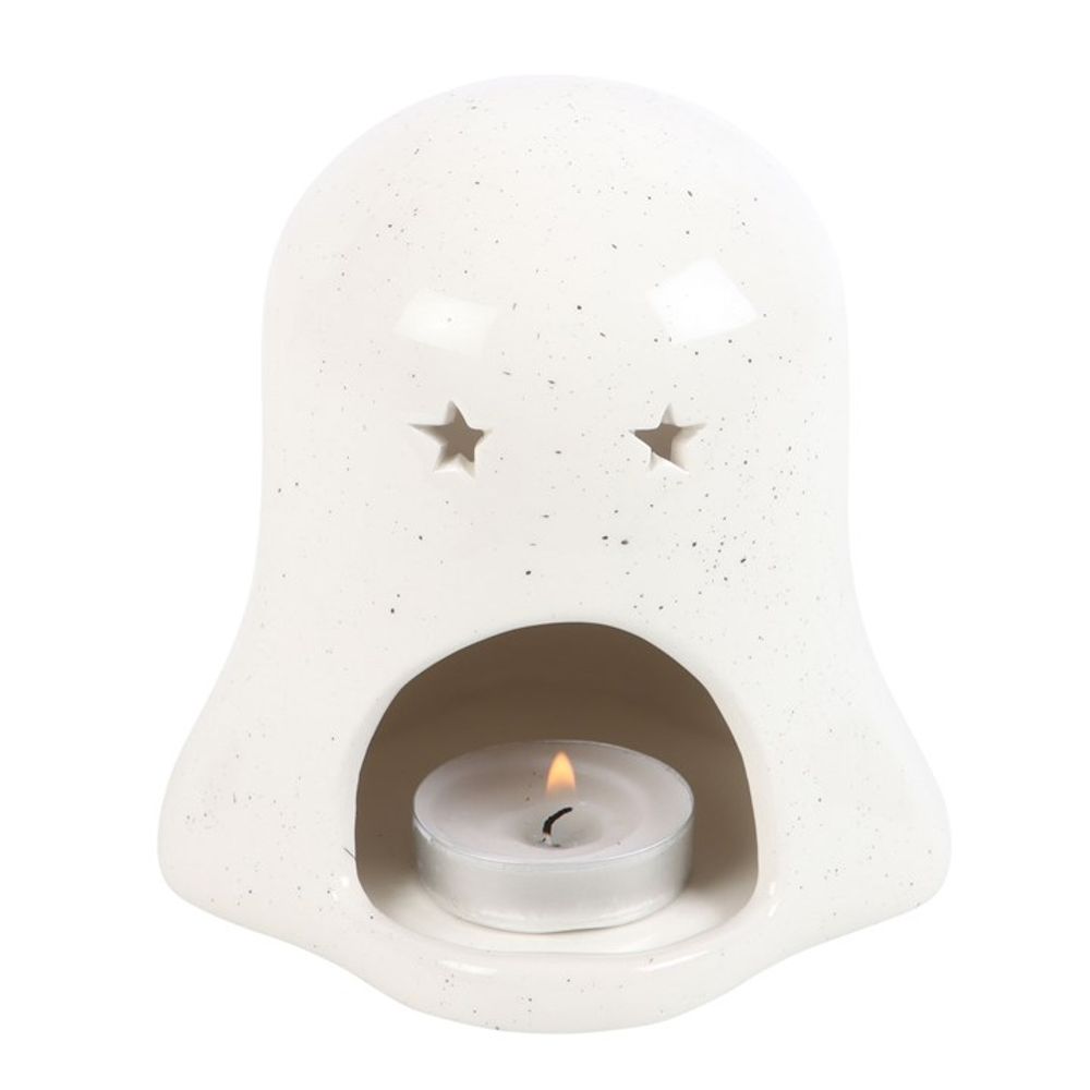 Ghost Shaped Tealight Candle Holder with Pumpkin - 11cm