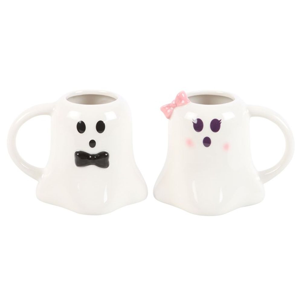 Mr and Mrs Boo Ghost Shaped Mug Set - 440ML Each