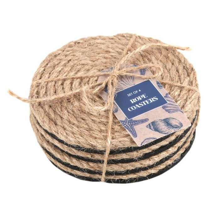 Coastal Charm Rope Coasters - Set of 4 - 10cm