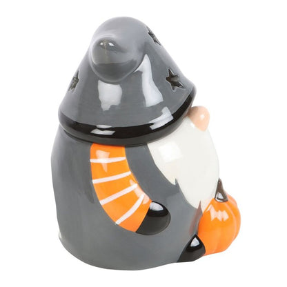 Grey Ceramic Gonk Oil Burner / Tealight Holder W/ Pumpkin