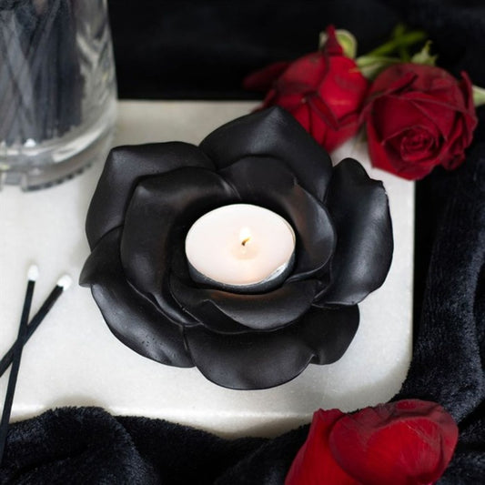 Black Rose Tealight Candle Holder