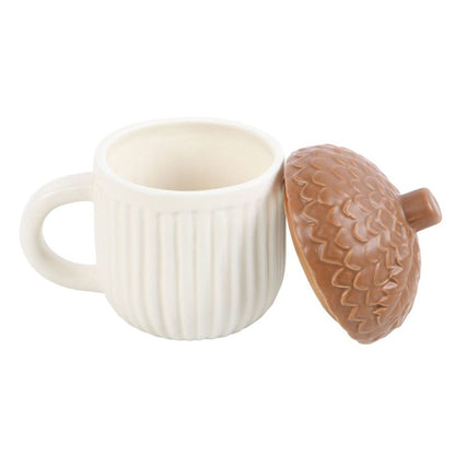Ceramic Autumn Acorn Shaped Mug W/ Lid