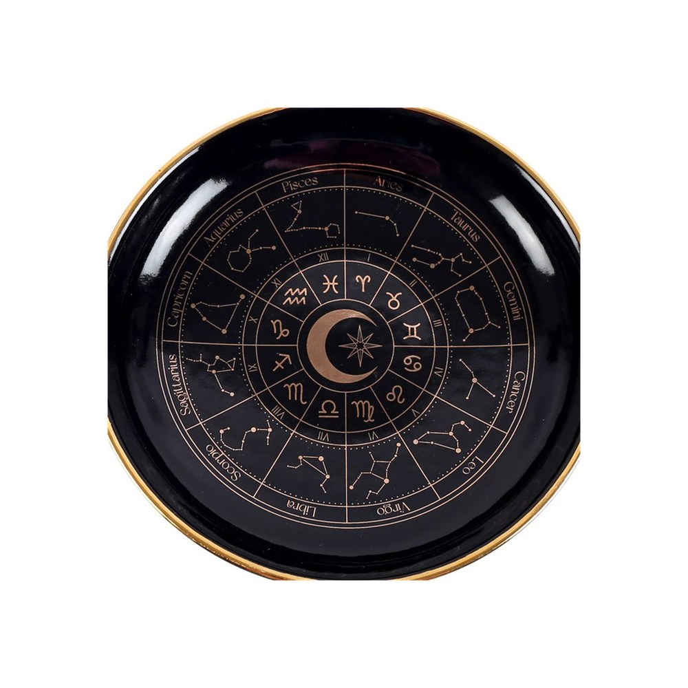 Black Ceramic Astrology Wheel Trinket Dish