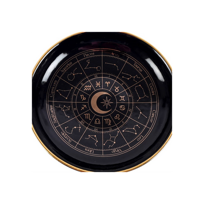 Black Ceramic Astrology Wheel Trinket Dish