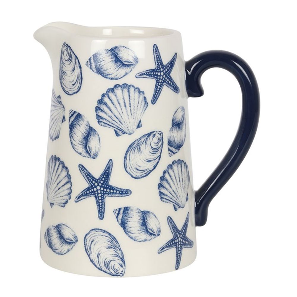 Nautical Seashell Ceramic Flower Jug - 17cm