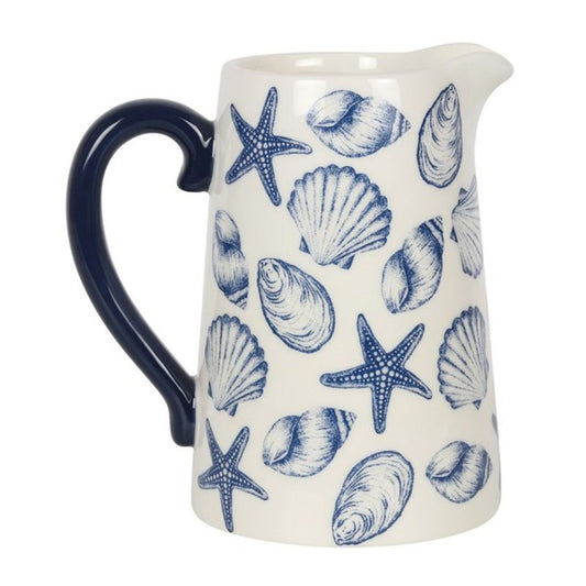 Nautical Seashell Ceramic Flower Jug - 17cm