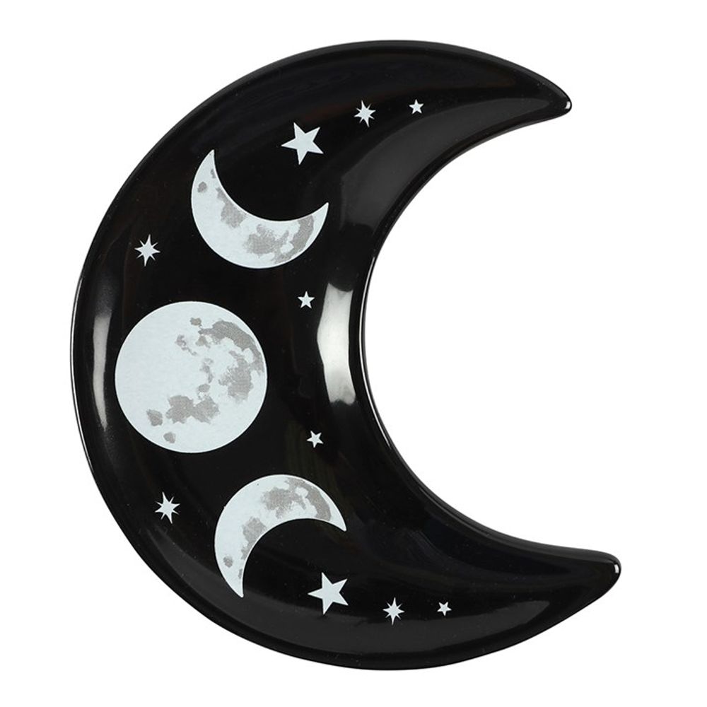 Ceramic Black Crescent Moon Trinket Dish - 12cm