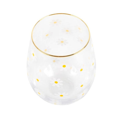 Daisy Print Stemless Wine Glass - 500ml
