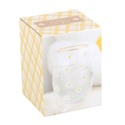 Daisy Print Stemless Wine Glass - 500ml