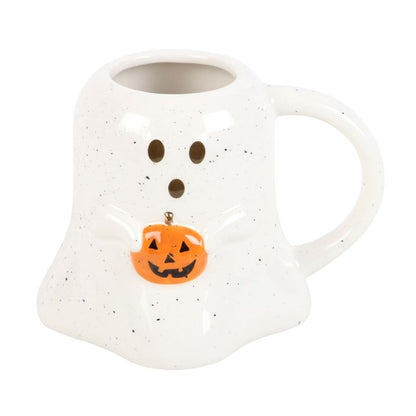 Ghost Shaped Ceramic Mug with Pumpkin - 440ml