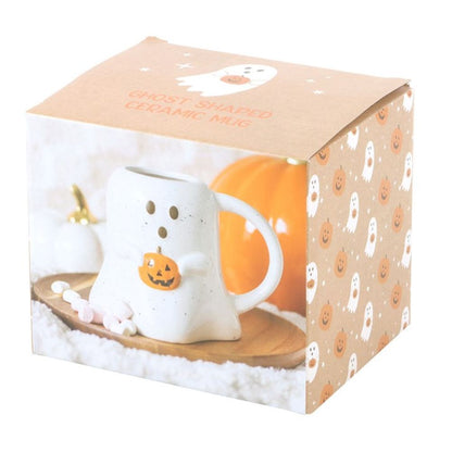 Ghost Shaped Ceramic Mug with Pumpkin - 440ml