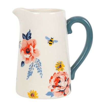 Beautiful Floral Ceramic Flower Jug - 17cm