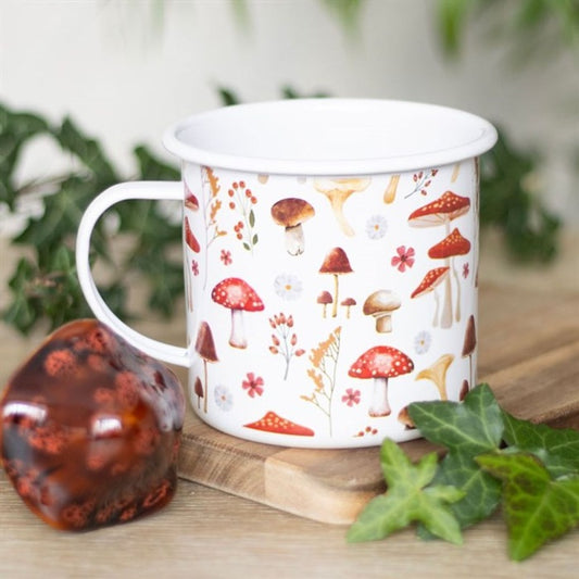 Mushroom Print Enamel Mug - 500ml