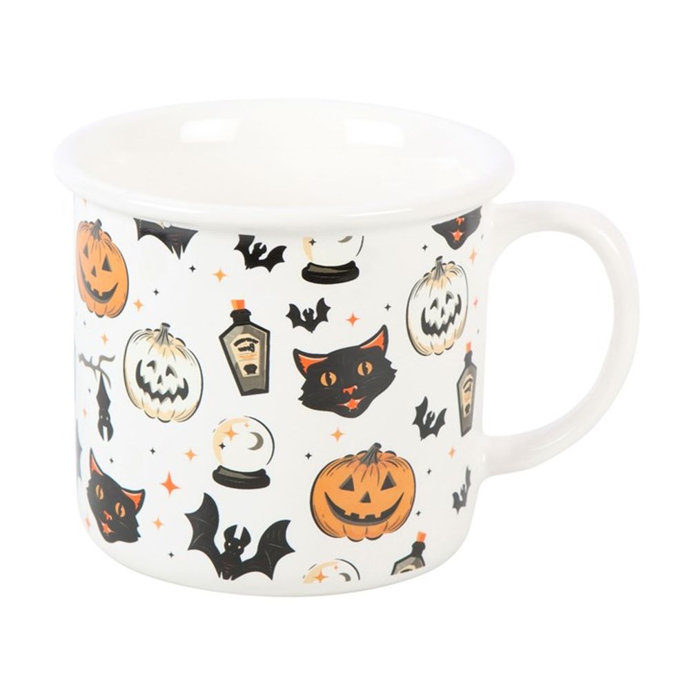 Spooky Cat and Pumpkin Print Mug - 480ml