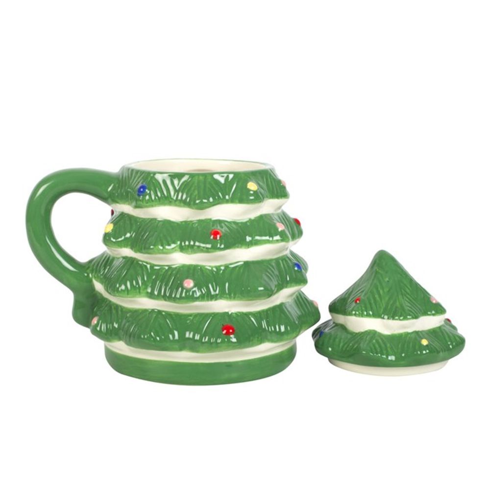 Green Christmas Tree Shaped Mug W/ Lid - 520ML