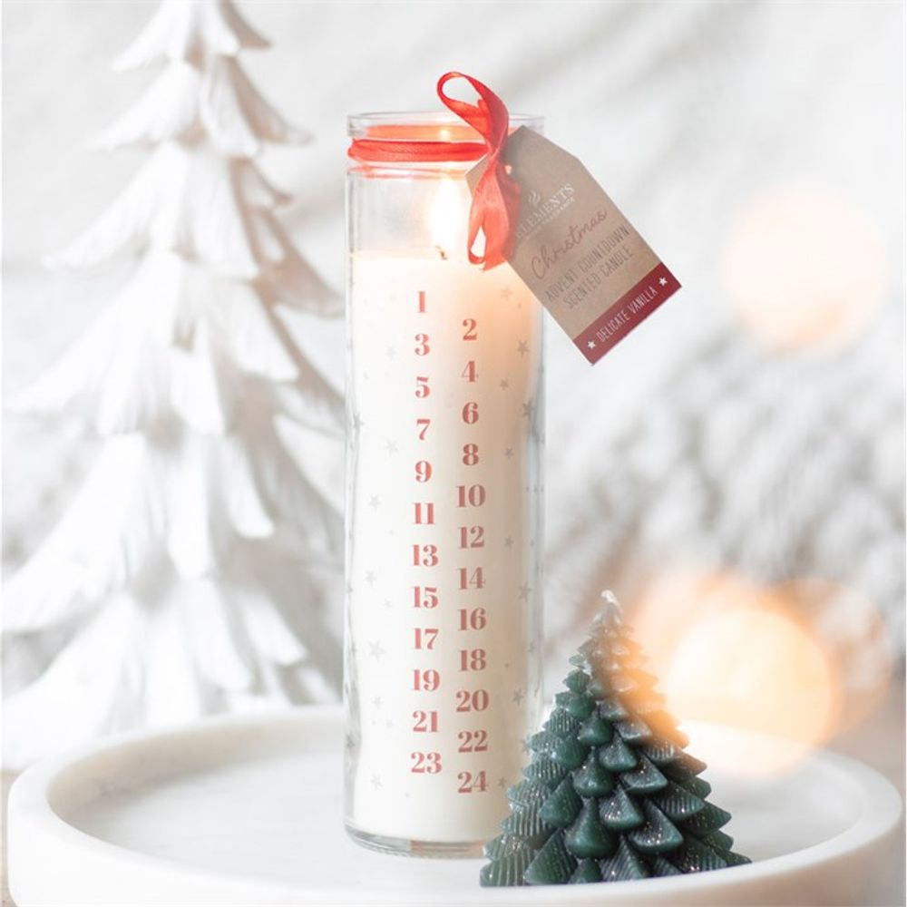 White Vanilla Advent Tube Candle - Scented Christmas Candle