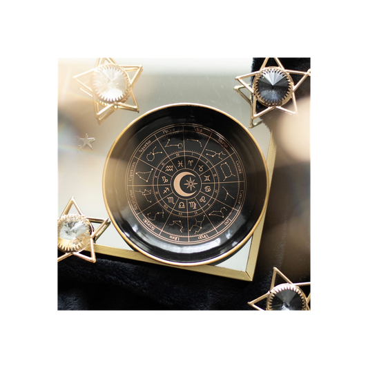 Black Ceramic Astrology Wheel Trinket Dish